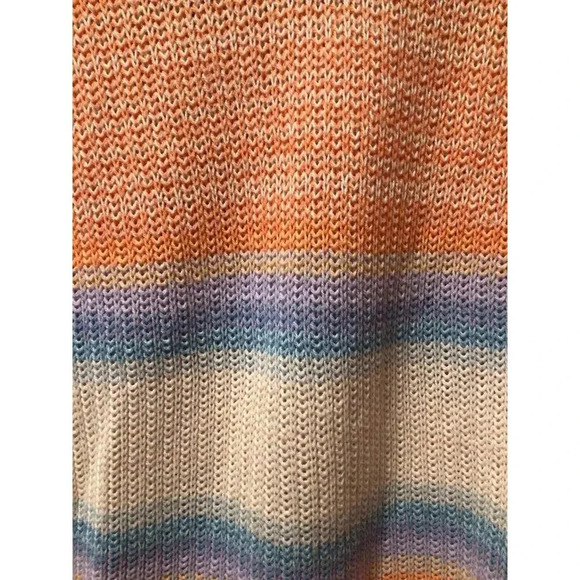 LOFT Ombré Striped V-Neck Sweater XS Pastels Knit Coquette Boho Cotton Blend - Picture 7 of 7